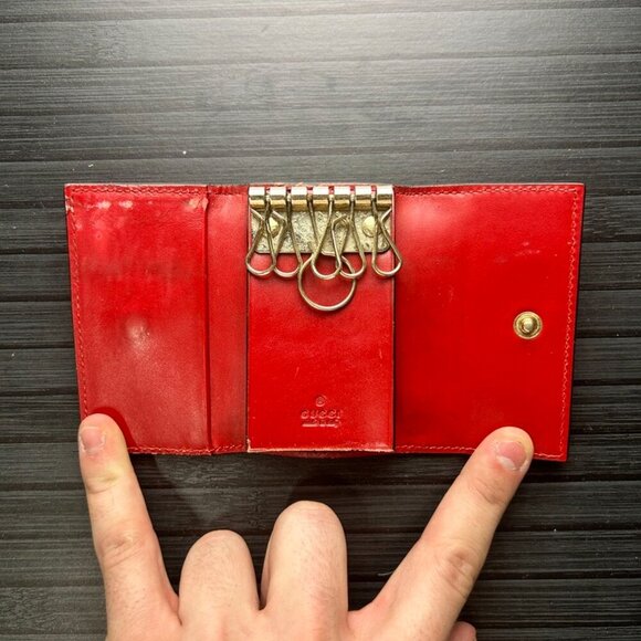 Gucci Guccissima 6-ring Red Key Case - Picture 3 of 3